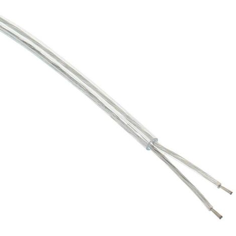 Ledbox – Câble électrique rond transparent 2x0,75mm – 2 fils – Longueur 1m – Pour raccordement luminaires suspendus visibles