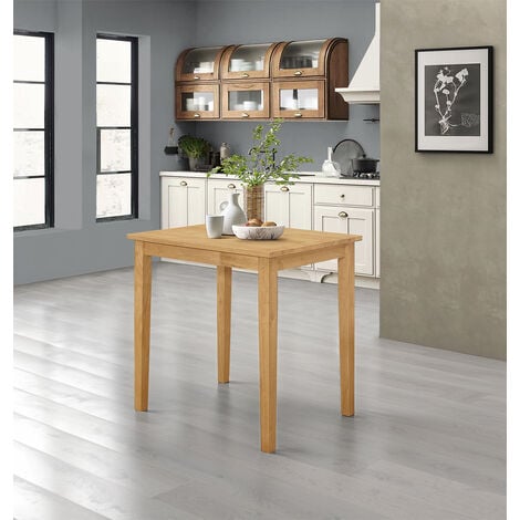 main image of "Ledbury Small Wooden Kitchen Dining Table in Light Oak Finish | 100% Solid Wood Diner Table"