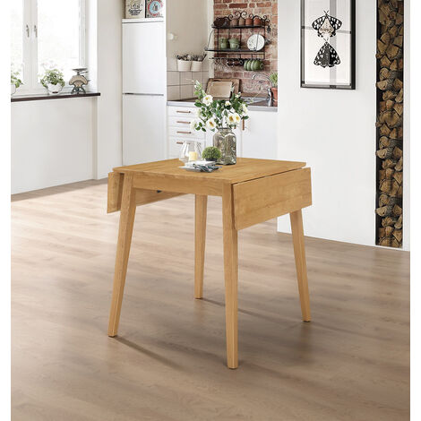main image of "Ledbury Small Wooden Kitchen Drop Leaf Dining Table in Light Oak Finish | 100% Solid Wood Diner Table"