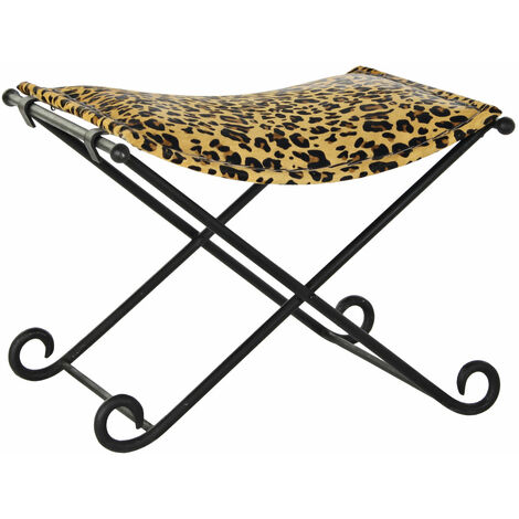 LEDER-METALL-FUSSSTÜTZE 55X45X41 LEOPARDENBRAUN Material Metallic-Farbe MEHRFARBIGES LEDER Familie KISSEN UND SCHUH-FUSSSTÜTZEN Details
