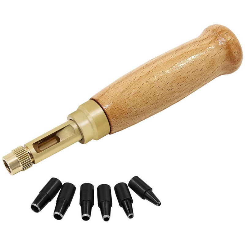 Image of Leder-Schraublochstanzer – 6 Spitzen – 1,5–4 mm – auswechselbar zum Nähen, Leder, Papier