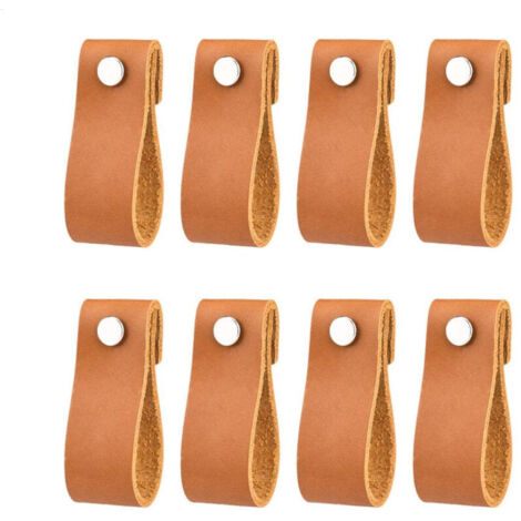Ledergriffe für Möbel, 6 x 2 cm, Vintage, handgefertigte Ledergriffe für Küchenmöbel, Badezimmer, Schränke, Irisfr (Kaffee, 8 Stück)