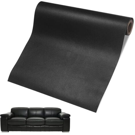 Lederkleber (50 x 137 cm), Lederkleberrolle, Reparaturflicken, Kunstlederkleber für Sofas, Autositze, Taschen und Bastelarbeiten (schwarz)
