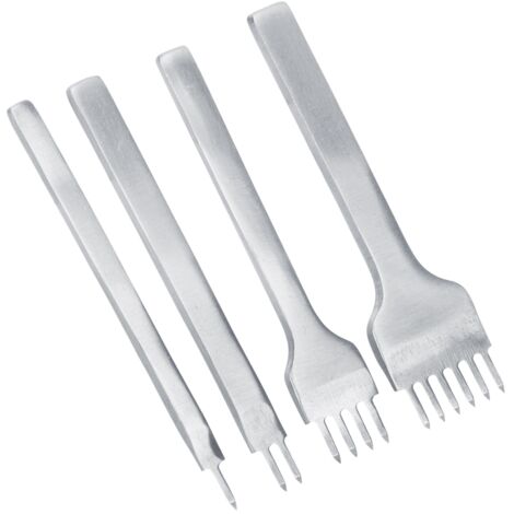 Ledernähahle, Lederlochwerkzeug, 3-mm-Lederahlen-Set (1/2/4/6 Zähne), Schnürscheren-Set, 4-teilig, Werkzeuge