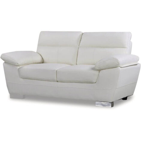Ledersofa aus rekonstituiertem Leder und PVC "Dallas" - 169 x 88 x 90 cm - 2-Sitzer - Weiß