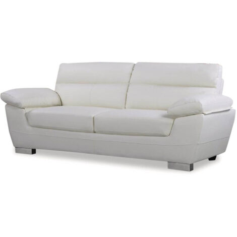 Ledersofa aus rekonstituiertem Leder und PVC "Dallas" - 210 X 88 X 90 cm - 3-Sitzer - Weiß