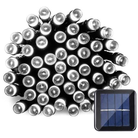 LederTEK Solaire - Guirlande Lumineuse Étanche avec 12m, 100 LED Blanches et 8 Modes pour Décorations de Fête