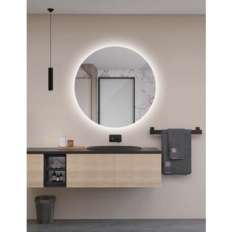 Ledimex - Espejo de baño Led redondo - de Ø60 cm de diámetro - Retroiluminado por LED con IRC >80 – Sensor antivaho – Sensor on/off – Modelo LISBOA