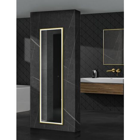LEDIMEX NEWY021/160OC NEW YORK Espejo LED Cuadrado Luz Frontal Oro Cepillado 160x40 cm