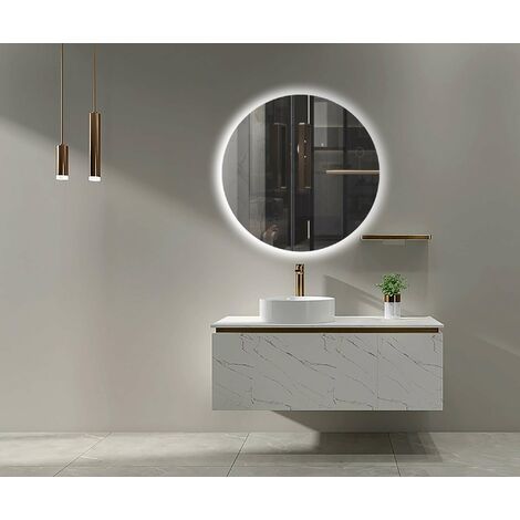 Ledimex - OPOR001/60, Specchio LED da bagno, retroilluminato, rotondo, serie Oporto, varie misure disponibili (60 cm)