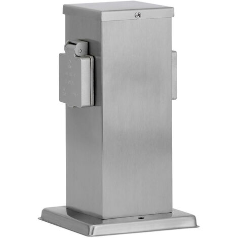 Ledino Steckdosenpfosten 2er, für 230 V, Edelstahl, IP 44