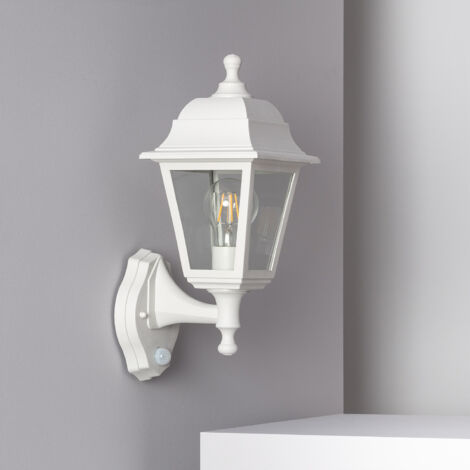 Ledkia – Lampe murale extérieure avec détecteur de présence PIR – Matériau polypropylène – Douille E27 – Dimensions 212x171x356 mm – Certifié CE & RoHS
