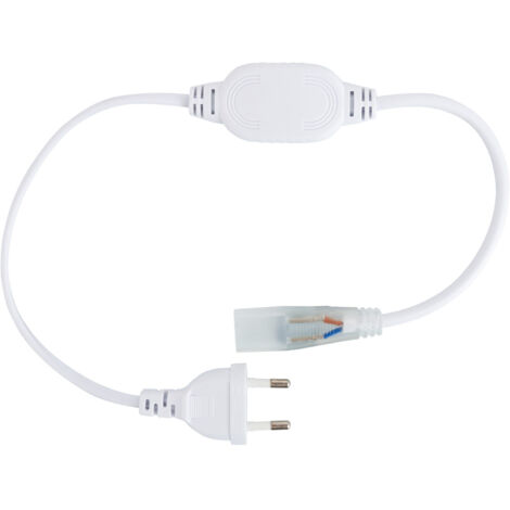Ledkia – Câble rectificateur courant IP67 pour ruban LED 220V AC – Prend en charge jusqu'à 20m – Inclus pin de connexion – Coupe tous les 25/100cm