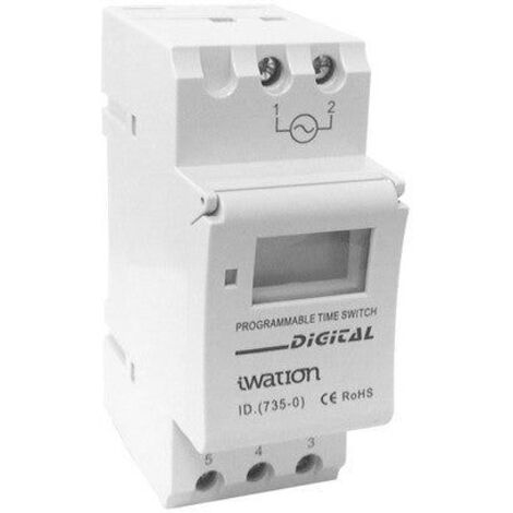 Ledkia – Horloge journalière hebdomadaire digitale 230V AC – Puissance 16A – Programmation jusqu'à 16 programmes – Installation sur rail DIN