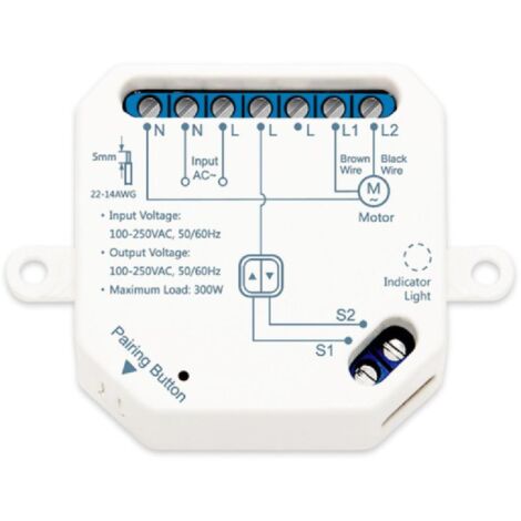 Ledkia – Interrupteur WiFi pour volets roulants automatiques – Compatible avec moteurs 4 fils – Application TUYA pour contrôle à distance