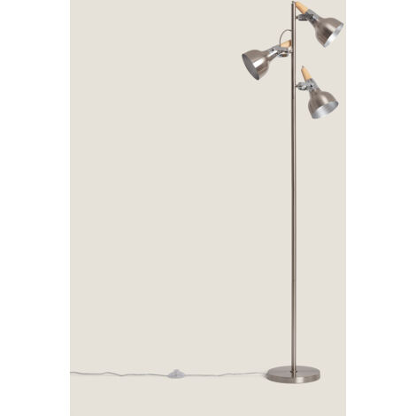 Ledkia – Lampadaire métal 3 spots argenté – Design minimaliste – Compatible ampoules E14 – Pour éclairage moderne et décoratif