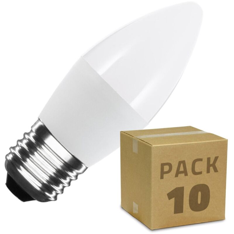 

Pack Bombillas LED E27 Casquillo Gordo C37 5W (10 un) Blanco Cálido 2800K - 3200K - Blanco Cálido 2800K - 3200K