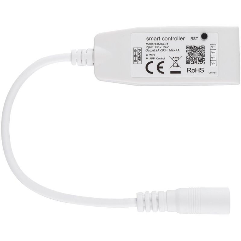 

Controlador Regulador Mini Smart WiFi Tira LED Monocolor 12/24V DC Blanco. - Blanco