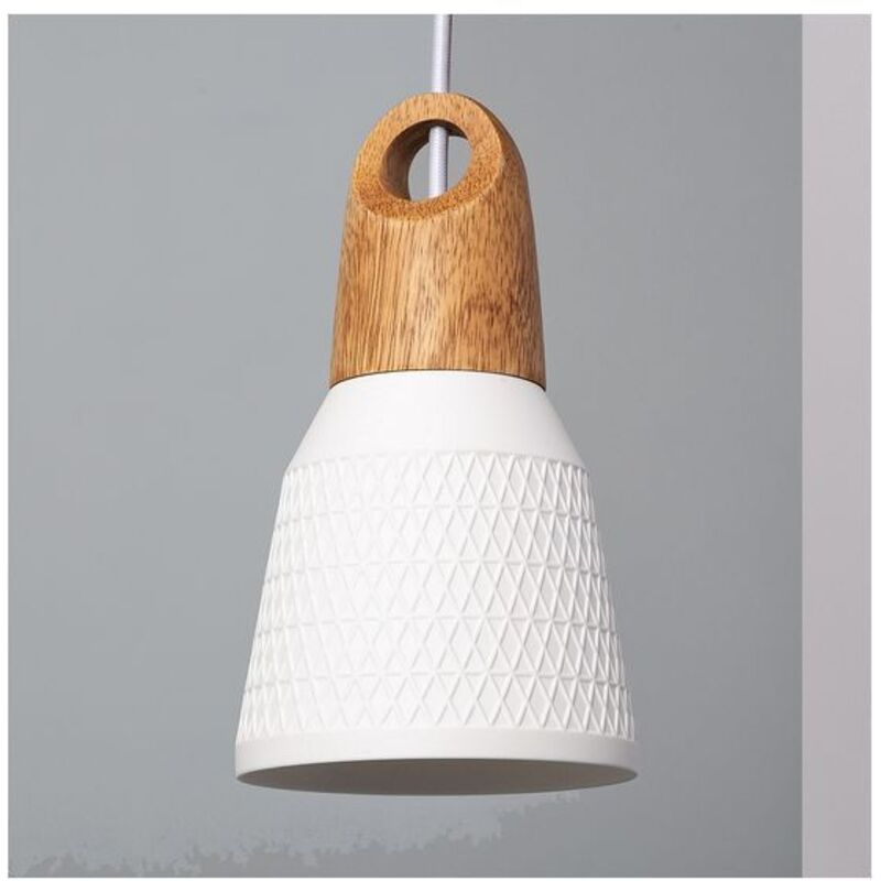 Lámpara Colgante Cerámica y Madera Retilles Blanco