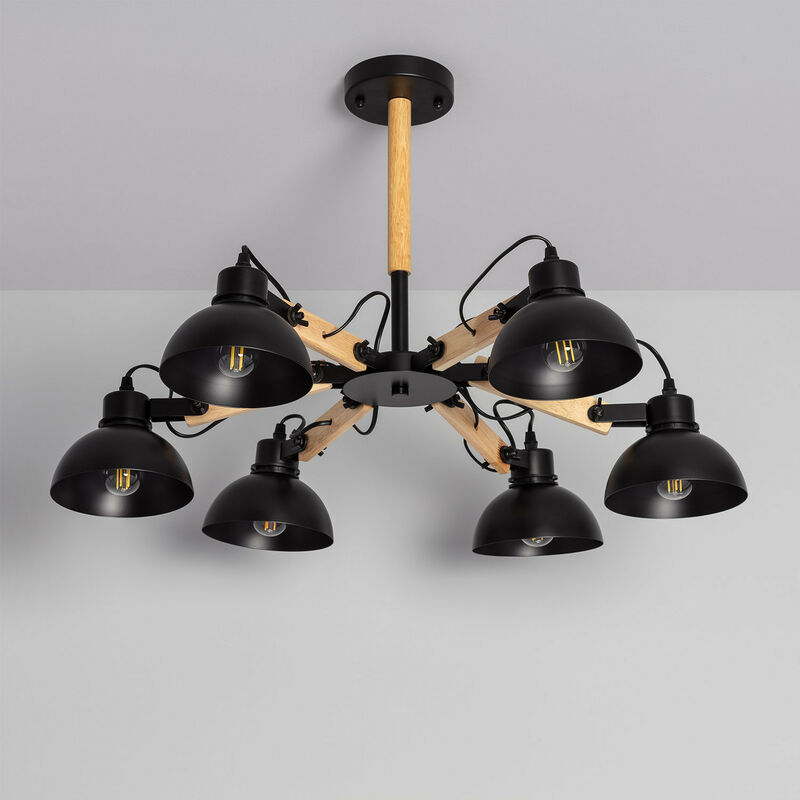 

Lámpara Colgante de Metal y Madera Rokuda Negro - Negro