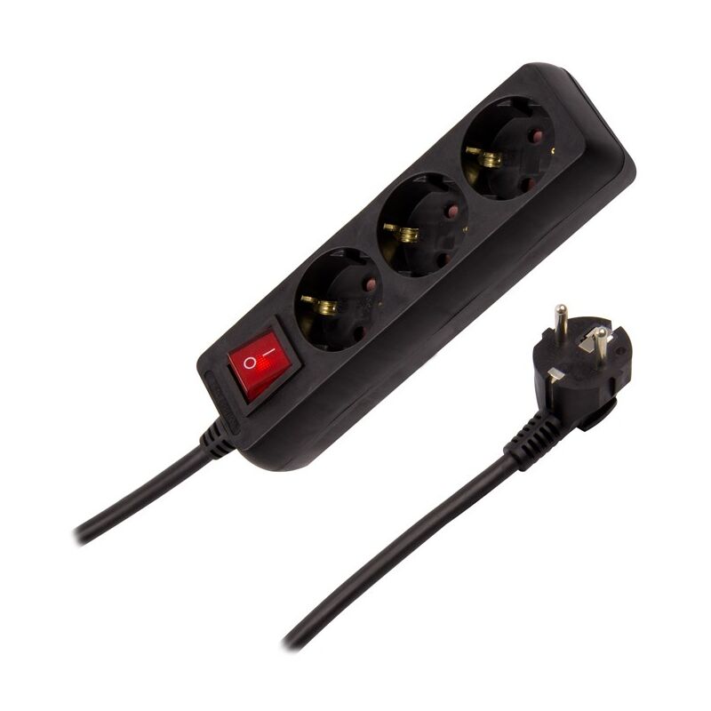 

Base Múltiple 3 Enchufes Tipo F Schuko 5m Negro. - Negro