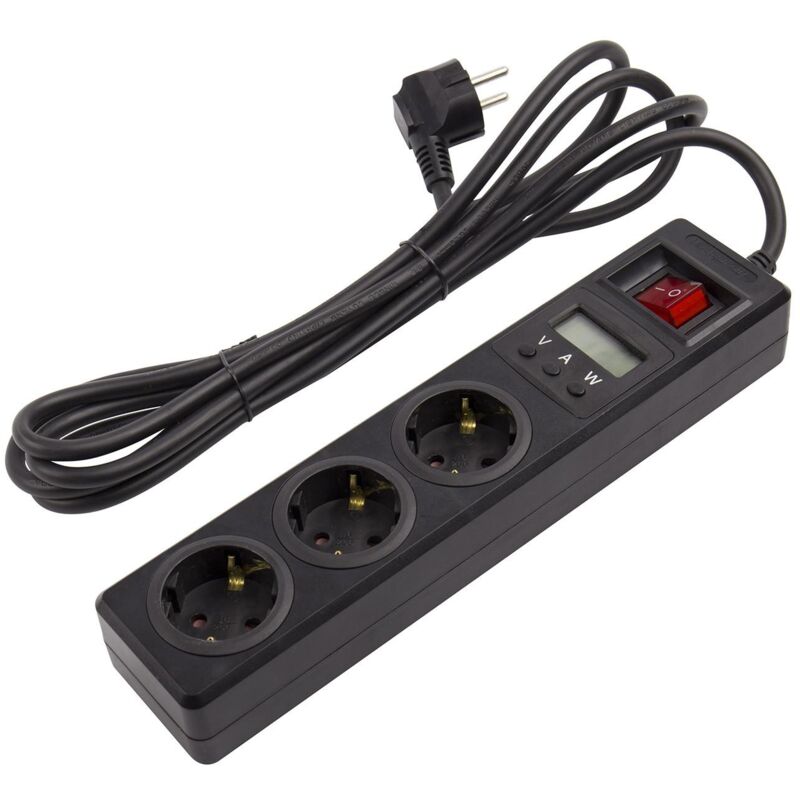 

Base Múltiple 3 Enchufes Tipo F Schuko + Pantalla 3m Negro - Negro