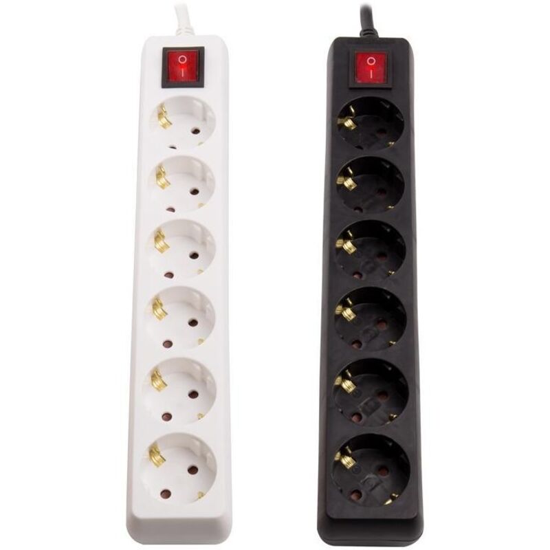 

Base Múltiple 6 Enchufes Tipo F Schuko 1.5m Blanco. - Blanco