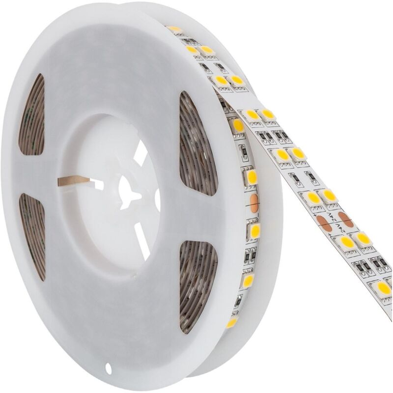 

Tira LED 24V DC 120LED/m 5m Doble Ancho IP20 Blanco Frío 6000K - 6500K . - Blanco Frío 6000K - 6500K