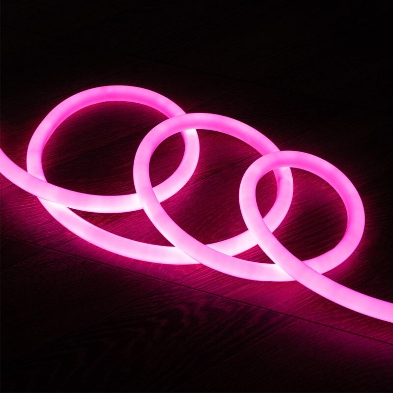 

Tira Neón LED Regulable 220V AC 120 LED/m Circular 360 Rosa IP67 a Medida Corte cada 100 cm .6m - 6m