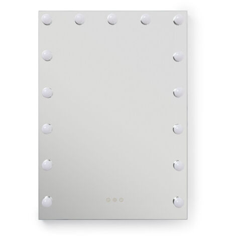 Ledkia – Miroir simple de salle de bain 70x50cm – Éclairage LED sélectionnable 3000-6000K – Revêtement anti-buée – Interrupteur tactile