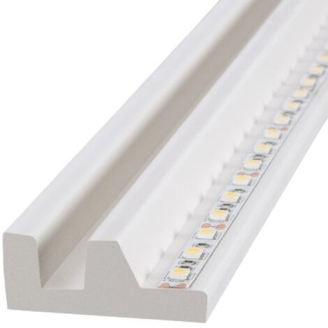 Ledkia – Moulure moderne 2m pour ruban LED – Polymère haute densité – Résistante aux chocs et à l'eau – Largeur jusqu'à 18mm