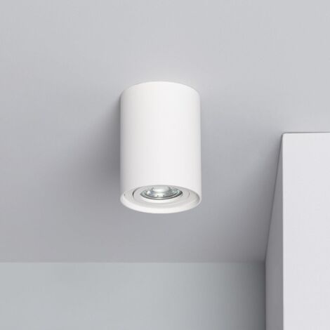 Ledkia – Plafonnier aluminium blanc – Éclairage indirect pour salon et couloir – Douille GU10 – Protection IP20 – Dimensions Ø 80 x 110 mm