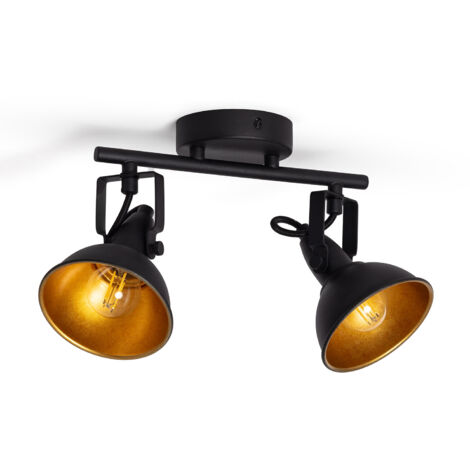 Ledkia – Plafonnier orientable aluminium 2 spots noir – Design élégant pour intérieur – Axes rotatifs pour éclairage directionnel – IP20