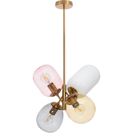 Ledkia – Suspension métal et verre Papallona multicolore – Hauteur 120cm – Culot E27 – Ampoule non incluse – Design élégant pour espaces variés