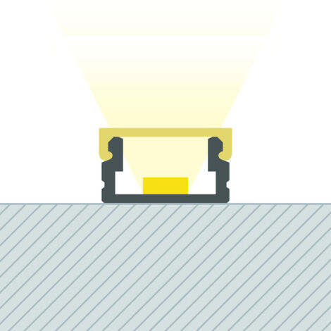 Ledkia – Profilé aluminium en saillie 2m pour ruban LED jusqu'à 8 mm – Capot blanc translucide – Installation facile – Éclairage homogène