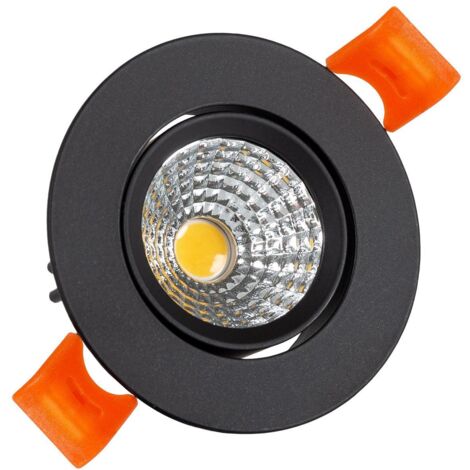 Ledkia – Spot encastrable rond 3W COB Noir – Lumière blanche froide 5000K – Ø 55 mm – Installation facile pour espaces intérieurs - CRI90