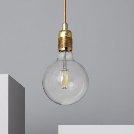 Ledkia – Suspension métal Bowie doré – Aluminium et acier – Douille E27 – Longueur 1500 mm – Puissance 40 W – Câble réglable pour installation personnalisée