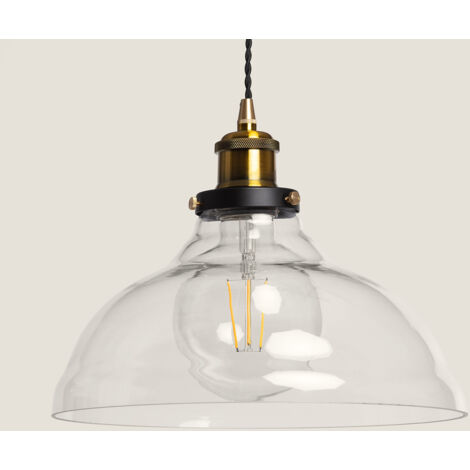 Ledkia – Suspension métal et verre Springsteen – Style industriel rétro – Douille E27 – Câble réglable 1,27m – Dimensions 245x1565mm