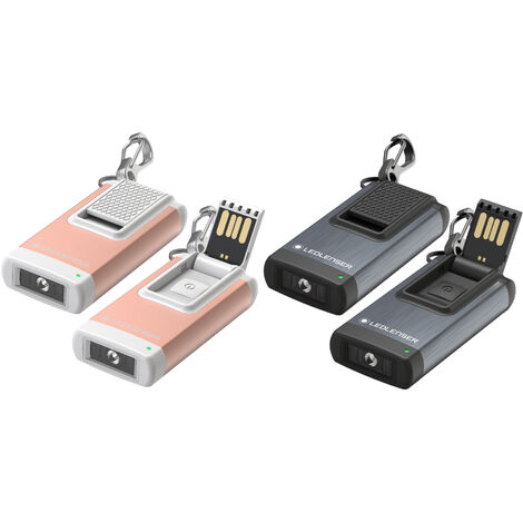LEDLENSER K4R Wiederaufladbare Mini-Taschenlampe für den Schlüsselbund mit USB-Ladefunktion Grau