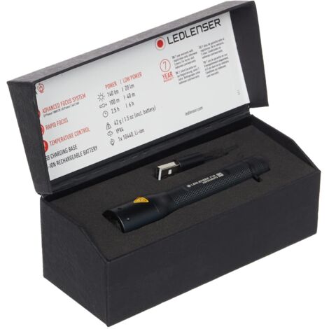 Ledlenser P3Rmini Torcia Tascabile LED, 140 Lumen, Ricaricabile, Portata Luminosa di 100m, autonomia Fino a 6 Ore, con Batteria al Litio, Batteria Inclusa, Stazione di Ricarica e Laccio anticaduta