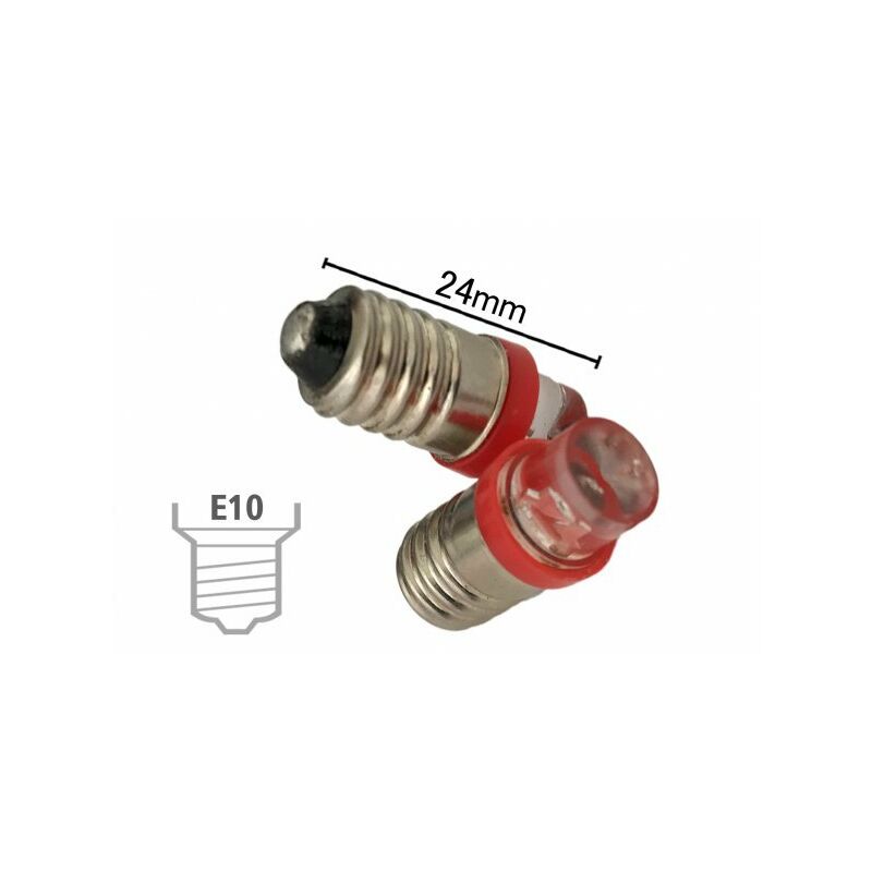 Image of Ledlux - Coppia 2 Lampadine Led E10 Vite Miniatura Con 1 Led Colore Rosso 6V 12V 0,2W