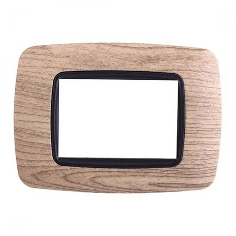 Placca Bombata Serie Space, 3 Moduli, Plastica, Legno Scuro, Compat...