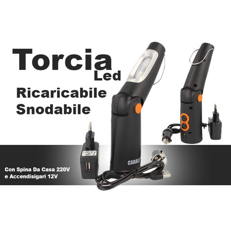 3W COB DOPPIO LED LUCE TORCIA DA TESTA RICARICABILE USB Garage Officina AMTECH S8092 