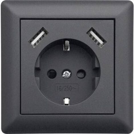 LEDmaxx USB1003 1fach Unterputz-Steckdose mit USB, erhöhter Berührungsschutz Anthrazit