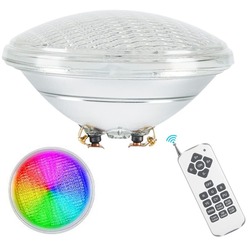 LEDMO 45W Lampe Piscine LED RGB, PAR56 Étanche IP68, Éclairage avec télécommande,Projecteur Piscine Submersible Lumière 12V DC/AC [Classe énergétique