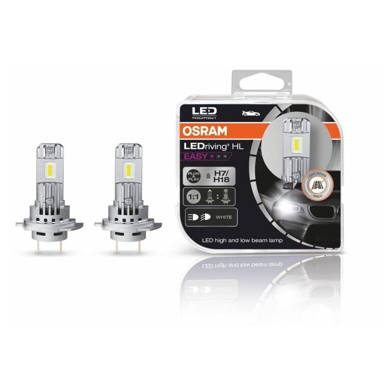2 ampoules feu auto LEDriving® hl easy H7/H18 Osram 64210DWESY-HCB - Gris