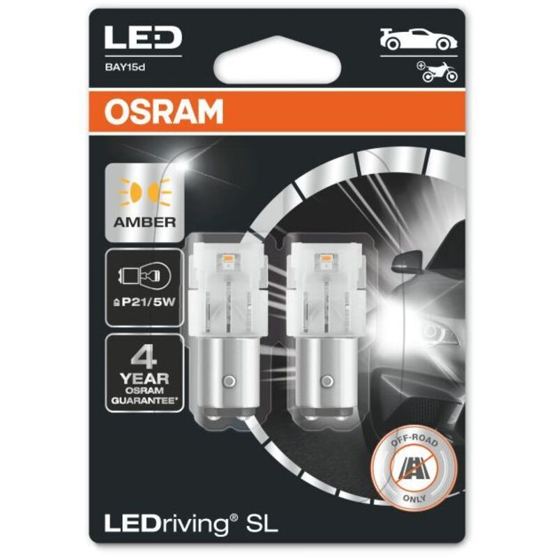 2x ampoules P21/5W LEDriving SL 1156 BAY15d ORANGE 7528DYP-02B OSRAM