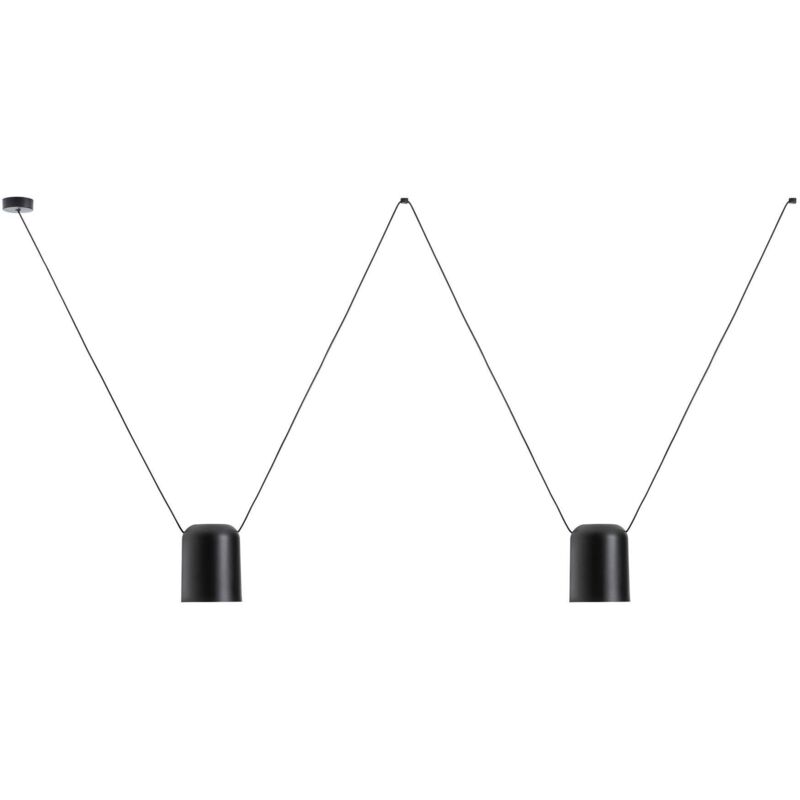 Leds-C4 Attic - Lámpara colgante decorativa de techo negro mate 2x E27 / 75cm x 200cm