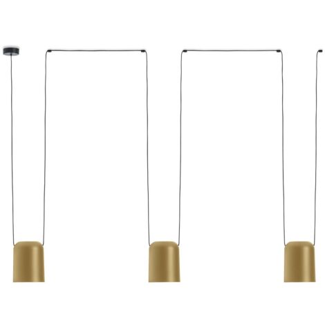 Leds-C4 Attic - Suspension décorative à suspendre au plafond noir mat or peint 3x E27 / 175cm x 600cm