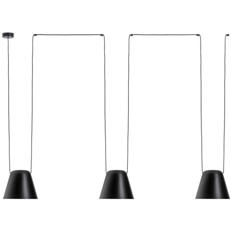 Leds-C4 Attic - Suspension décorative au plafond noir mat 3x E27 / 75cm x 300cm